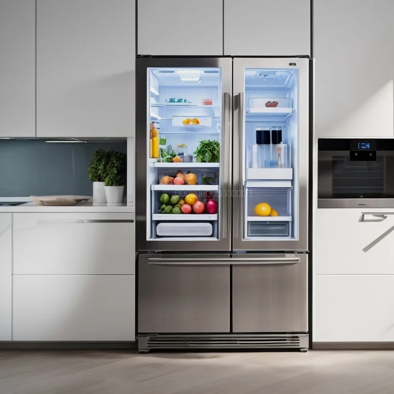 Réfrigérateur intelligent FreshLogic affichant un écran de contrôle IA